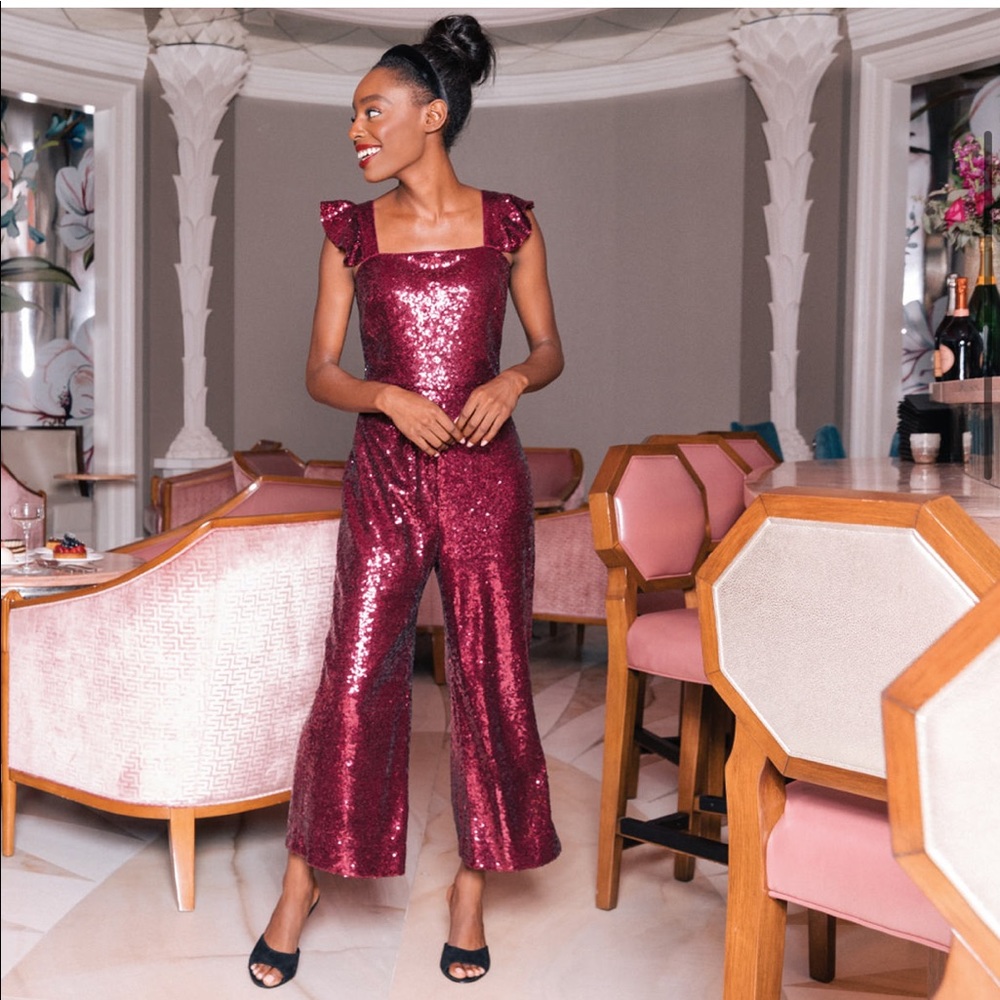 NWT Gal Meets Glam Casey Sequin Jumpsuit 6